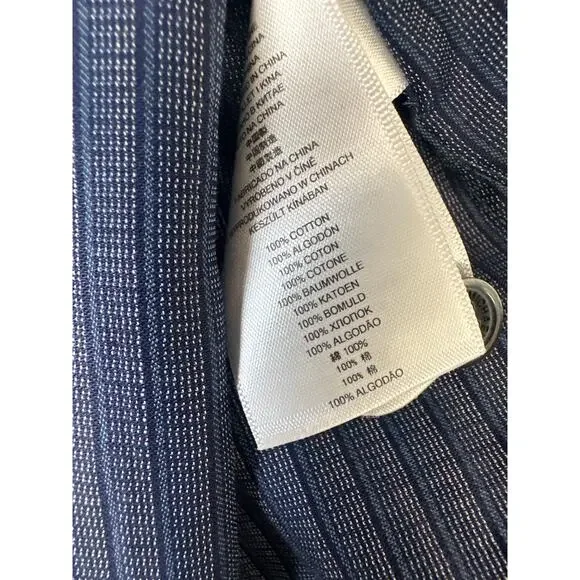 Michael Kors Striped Blue Button Down Shirt Classic Fit Cotton Men's Size Large - Picture 5 of 7
